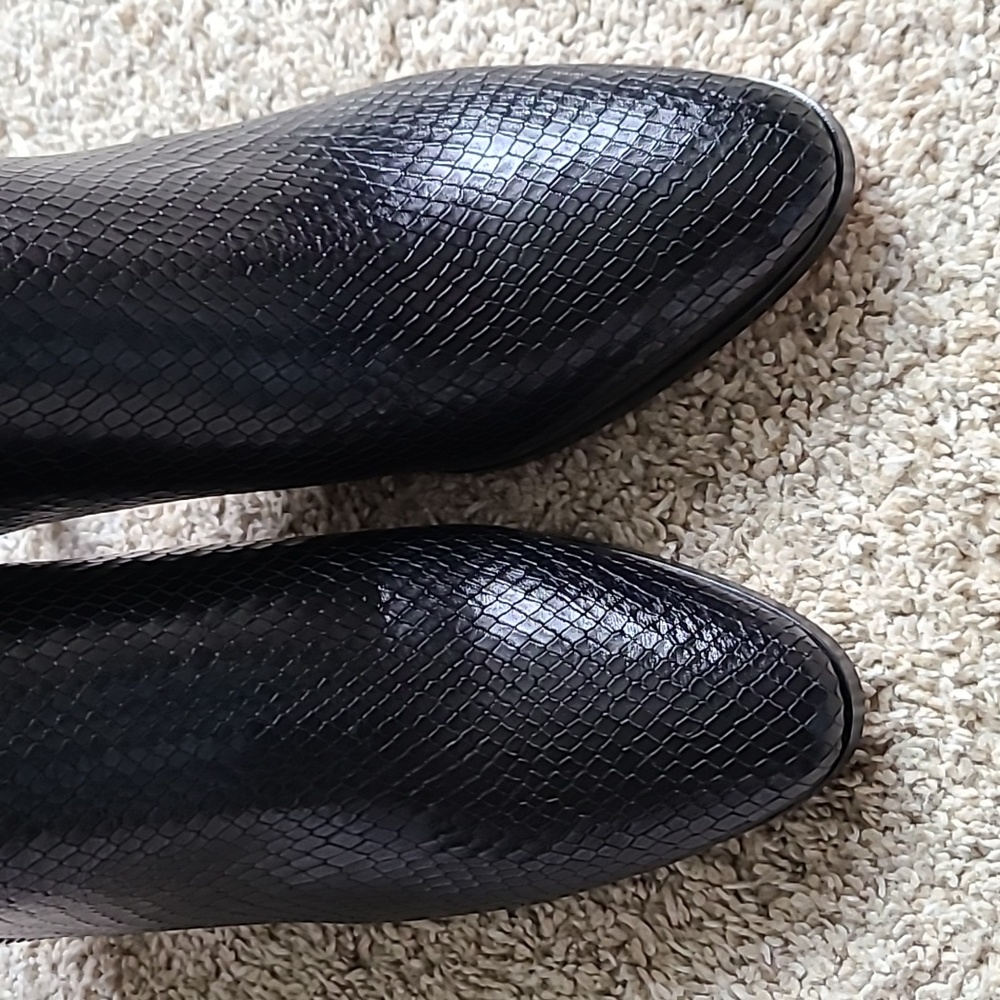 Paige Cami Black Snake Embossed Leather boots - Picture 6 of 11